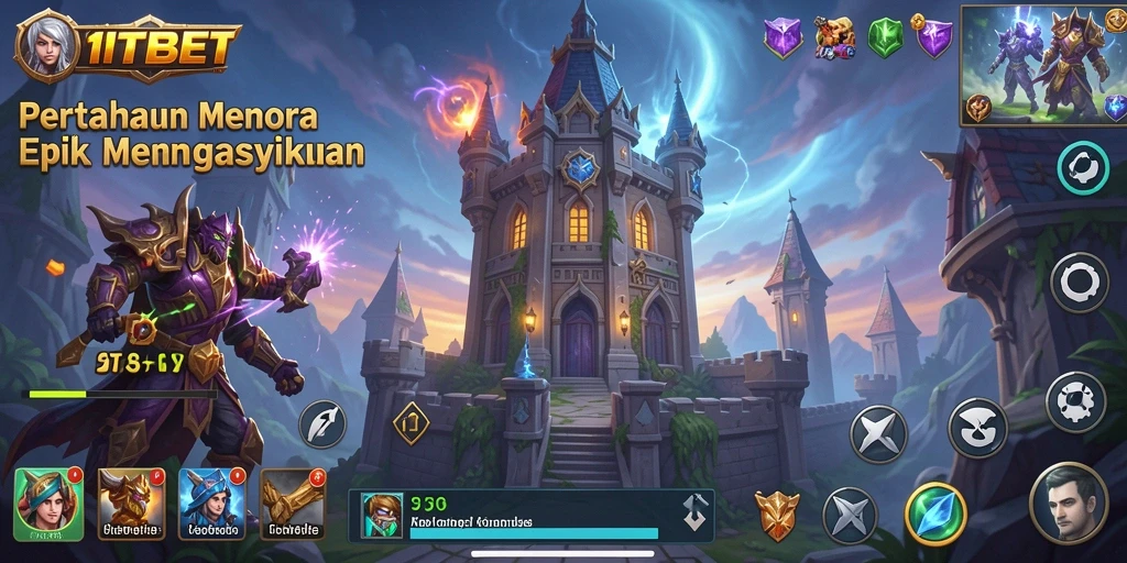 Tampilan gameplay menarik dari 11TBET yang menampilkan pertahanan menara.