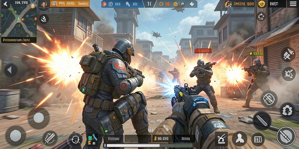 Tampilan gameplay seru di 66K dengan aksi tembak-menembak.