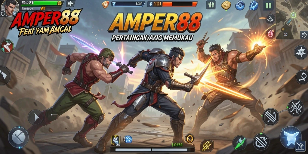 Tampilan gameplay menegangkan di AMPER88 dengan aksi yang cepat.