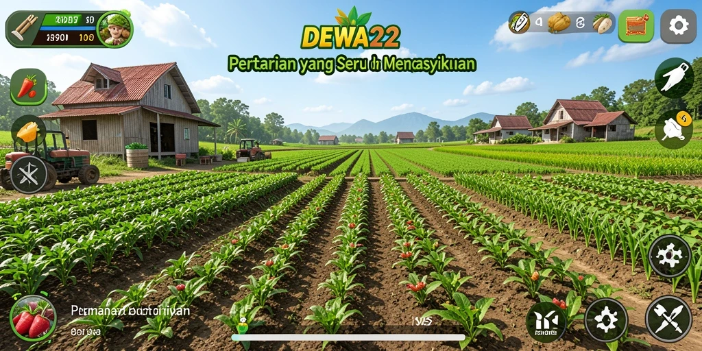 Tampilan gameplay DEWA22 yang menarik dengan berbagai aktivitas bertani.