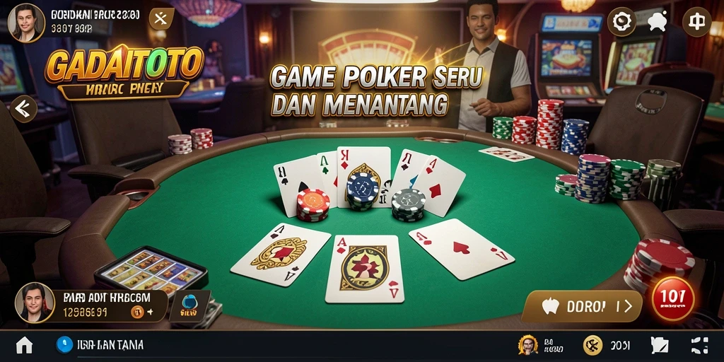 Screenshot gameplay GADAITOTO yang menampilkan suasana permainan poker.