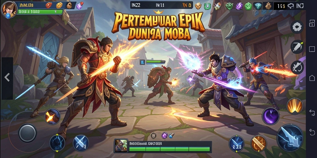 Gameplay dinamis IN22 dengan pertarungan seru dalam arena MOBA.