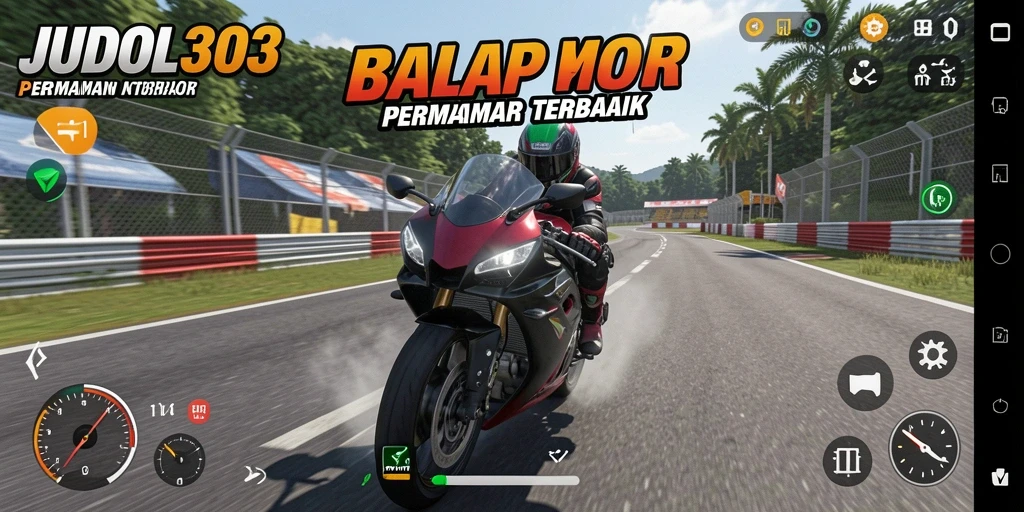 Tampilan gameplay JUDOL303 yang menarik dengan aksi balap motor seru.