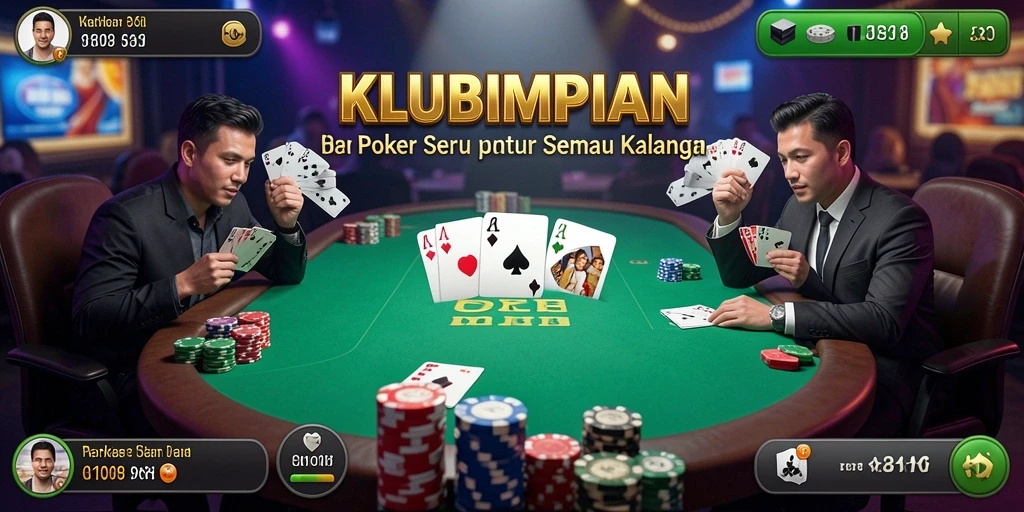 Tampilan screenshot gameplay KLUBIMPIAN menonjolkan keseruan permainan Poker.