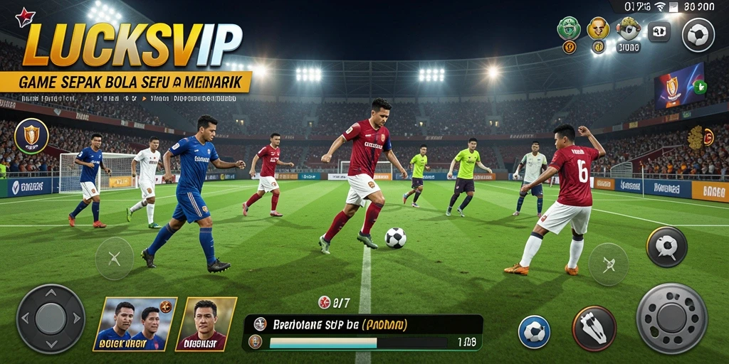 Tampilan gameplay seru di LUCKSVIP dengan aksi sepak bola intens.