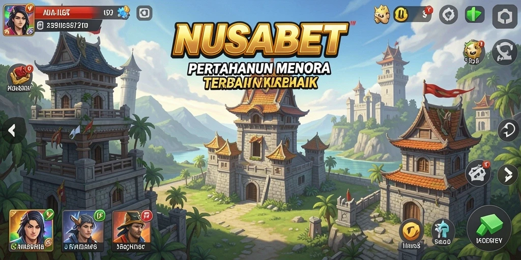 Tampilan gameplay NUSABET yang mendebarkan dalam pertahanan menara.
