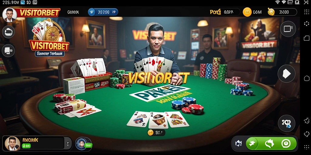 Tampilan menarik dari gameplay poker di VISITORBET.